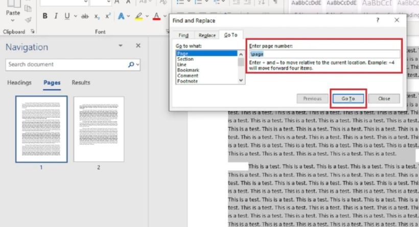 How to delete a page with content in Word