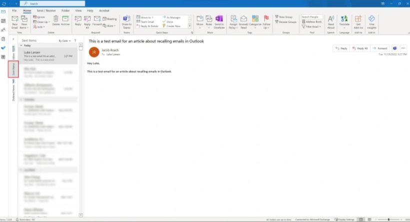 How to recall an email in Outlook